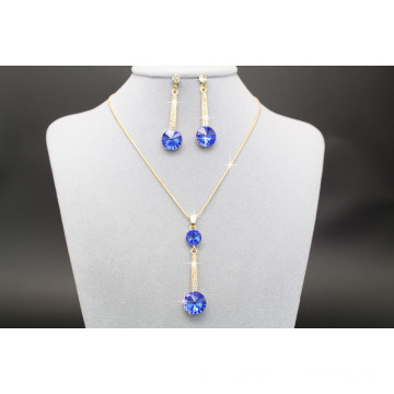 2017 Alibaba Hot Royal Blue Red Gold Necklace Ear Ring